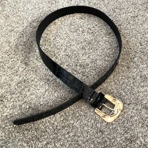 12th Tribe Black Faux Snakeskin Belt 40”